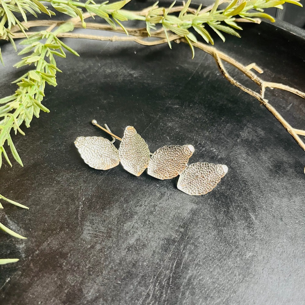 Aspen Leaf Hair Pin | Silver Toned Botanical | Forest Fae Earth Witch Boho Fairy
